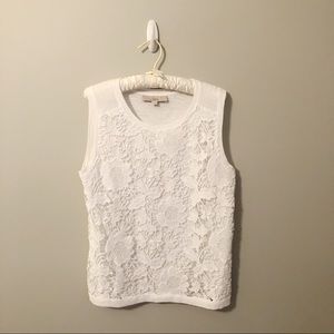 LOFT white lace sleeveless top